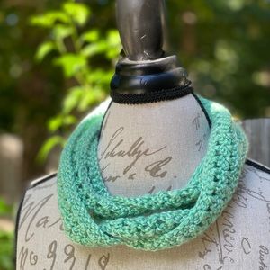 Handmade infinity crochet mint scarf